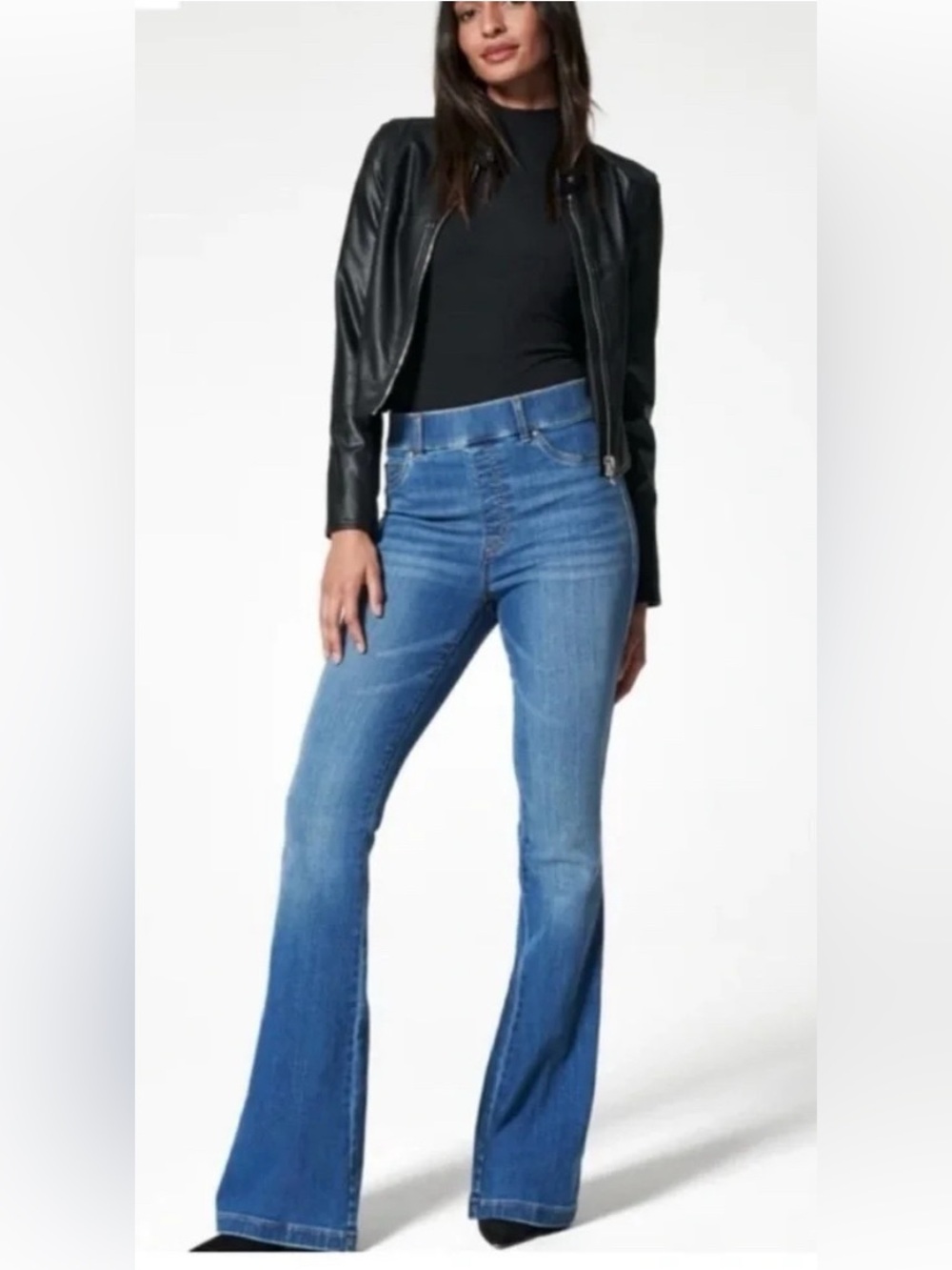 SPANX High-Rise Flare Pull On Jeans in Vintage Indigo Size Large